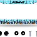 Fishing License Plate Frame Funny Fish License Plate Frames Stainless Steel Accessories Cars Decor with 2 Holes and Screws Fits Standard Us Ca Vehicles License Plate Holder 12.2 X 6 Inch