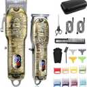 Professional Barber Hair Clippers and Trimmers Set, Cordless Barber Kit Hair Cutting Kit with Travel Case Barber Clippers Set Professioal Mens Grooming Kit