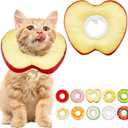 Cat Cone Collar Soft, Adjustable Cat Recovery Cone to Stop Licking, Cute Kitten Donut Collar After Surgery, Elizabethan Collars for Kittens, Lightweight Cats Neck Cones (Apple, Small)