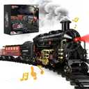 Hot Bee Train Set - Alloy Train Toys for Boys w/Glowing Carriage & Silent, Toy Train w/Smokes, Lights & Sound, Christmas Tree Train w/Steam Locomotive, Model Trains for 3 4 5 6 7 8+ Years Old Kids