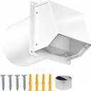 8 Inch Dryer Vent Cover Outside, Galvanized Steel Exterior Hooded Wall Vent Cover with Removable Screen & Cushioned Backdraft Flap, Exhaust Vent for House Through-Wall Dryer Vent Kit (White - 8 Inch)