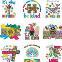 2 x 9Pcs Autism Mama Mom Iron on Decals for T-Shirt DIY Washable Heat Transfer Vinyl Stickers for Clothing Jeans Pillow Covers Applique