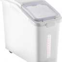 VEVOR Ingredient Storage Bin, 11.4 Gallon Capacity Shelf Ingredient Bin, 280 Cup Flour Bins on Wheels Commercial Prosave Shelf-storage Ingredient Bin with Lid and Scoop Rice Bin for Kitchen White