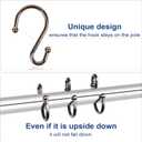 Metal Shower Curtain Hooks, Set of 12, Rust Proof Shower Curtain Hooks Rings, Durable S Shaped Hooks Hangers for Shower Curtains, Kitchen Utensils, Clothes, Towels (Bronze)