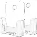 MaxGear Acrylic Brochure Holder 6 x 8 inch, Display Stand Plastic Clear Flyer Holders for 5.5 x 8.5 inch, 5 x 7 inch Menu, Literature, Trifold Pamphlet, Magazine, Countertop or Wall Mount, 2 Pack