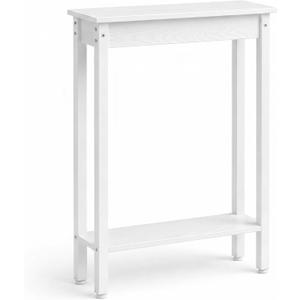 Small Console Table with Shelf Little Narrow Entryway Table Skinny Thin High Tall Display Stand for Entry Hall Hallway, Foyer, as Eextension for Long Behind Couch Sofa Table/Kitchen Countertop, White