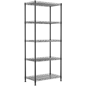 REGILLER 5-Wire Shelving Metal Storage Rack Adjustable Shelves,Standing Storage Shelf Units for Laundry Bathroom Kitchen Pantry Closet(Black,11.8" D x 21.2" W x 53.5" H) Bent