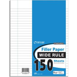 Top Flight Filler Paper, 10.5 x 8 Inches, Wide Rule, 150 Sheets (12119)