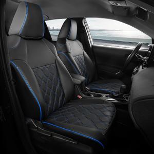 FREESOO for Toyota Corolla Seat Covers LE 2023 2024 2025 2026, Custom Fit Car Seat Covers Full Set, Waterproof Car Seat Cover Protector, Luxury Leather Seat Covers for Cars, Black Blue Full Set