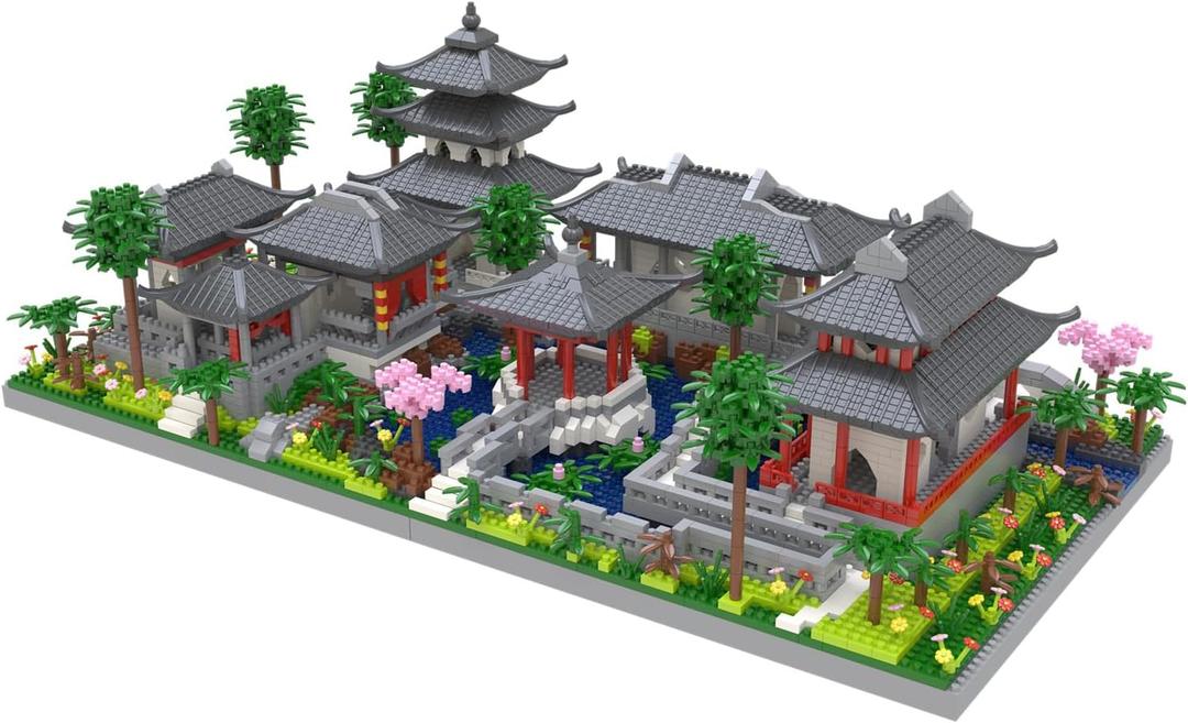 Architecture Chinese Style of Suzhou Garden, Set 2 Center of Courtyard, Micro Block, Classical Famous Building Block Set, Asian Cultures,3888 PCS for Adults and Teens