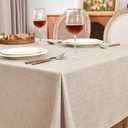 Fitable Linen Textured Beige Tablecloths 2 Pack, Faux Burlap Fabric Rectangle Table Clothes for 8 Foot Tables, Rustic Table Covers for Kitchen Dining, Vendor Events, Party, Farmhouse (54 x 120 Inch)