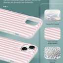 Compatible with iPhone 14 Case, with Aesthetics Striped Design Case for Women Girl, Cute Fashion Simple Soft TPU Slim Protection Phone Case for iPhone 14 6.1'' - Light Pink & White