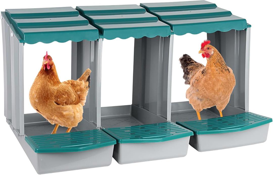 Chicken Nesting Boxes, 3 Compartment Chickens Egg Laying Nest Boxes for Hens, Egg Collection for Chicken Coop