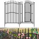 10 Panels No Dig Decorative Garden Fence with Gate - 40in H x 22.5ft L, Duty Square-Tall Heavy Duty Square Tube Animal Barrier, Rustproof Dog Fence for Outdoor Yard & Patio Protection