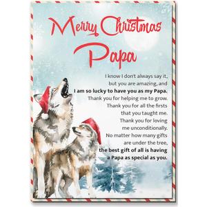 5 x Christmas Card for Papa, Grandpa Merry Christmas Greeting Cards with Envelope and Seal, Christmas Gift for Papa, Grandpa, Grandparents, Xmas Gift Ideas