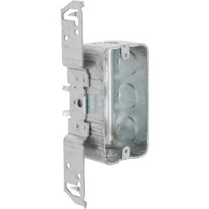 Hubbell-Raco 662 1-7/8-Inch Deep, 1/2-Inch End Knockouts, Wood/Metal Stud Bracket Welded 4-Inch by 2-Inch Handy Box, Steel,Gray