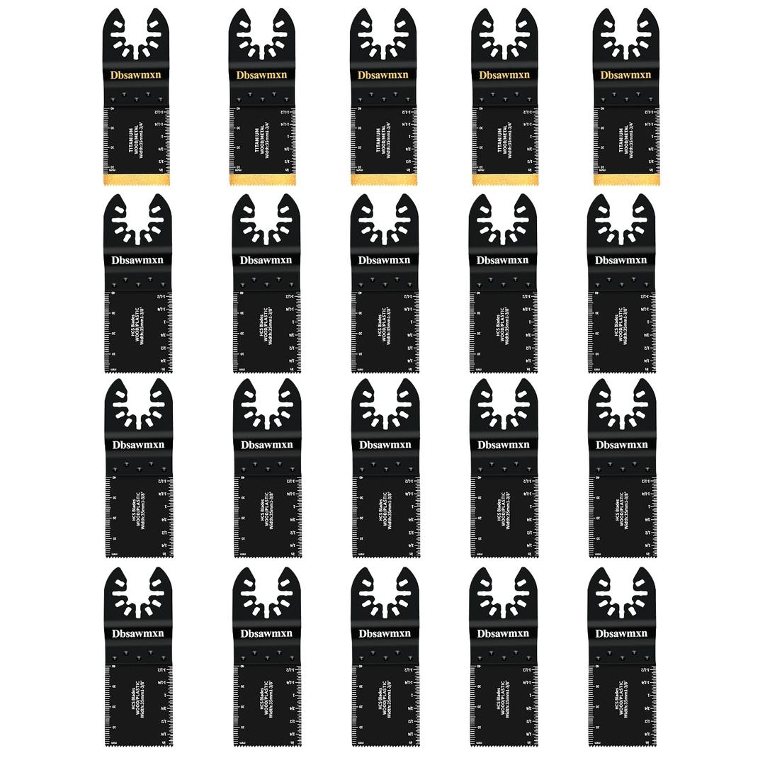 20PCS Oscillating Tool Blades Metal Wood Cutting, Titanium HCS Universal Multitool Blades for Metal Nails Wood Plastic Cutting, Compatible with Dewalt Milwaukee Ryobi Rockwell Makita
