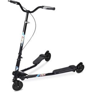 Swing Wiggle Scooter, 3 Wheels Drifting Folding Kick Scooter with 4-Level Adjustable Height/Foldable for Kids/Woman/Men Age 6+ Years Old (Black)