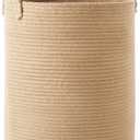 15Dx20H Inches Jute Woven Laundry Hamper Basket Wicker Rope Clothes Hamper Tall Rattan Blanket Basket in Living Room Bedroom 62L Large Capacity