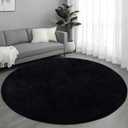 Round Area Rugs for Living Room Bedroom, 4x4 Feet Black Ultra Soft Thickened Memory-Foam Modern Indoor Circle Rug, Comfy Minimalist Circular Carpets for Girls Boys Nursery Dorm Home Decor