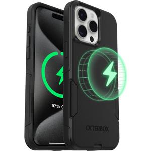 OtterBox iPhone 15 Pro Max - Commuter MagSafe Case - Slim & Tough - Pocket-Friendly - Dual Layer Drop Protection - Port Covers  Non-Retail Packaging - Black