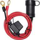 SPARKING 6FT Car Female Cigarette Lighter Plug Socket to Eyelet Terminals 12V Extension Cable with 15A Fuse(6FT)