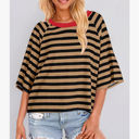 Summer Tops for Women Color Block Short Sleeve Crew Neck Oversized T Shirt Lace Women, Large