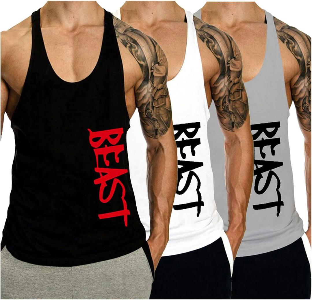 Men's Tank Tops Sleeveless Shirts Y-Back Gym Workout Stringer Tank Tops Bodybuilding Fitness T-Shirts