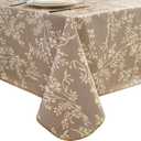 Pioggia Vinyl Tablecloth with Flannel Backing - Waterproof, Oil-Proof, Easy to Clean -Plastic Table Cloth - Perfect for Dining Tables, Kitchen Tables, Parties (Coffee Leaves, 5454 Inch Square)
