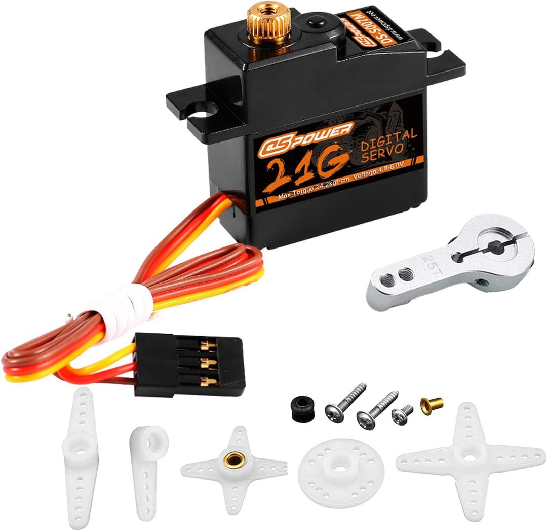 21G Mini Servo Micro Servo with 25T Arm,Digital Servo Full Metal Gear for 1/18 1/16 1/14 RC Crawler Car,Truck, Boat Airplane Robot Upgrade Parts