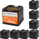 Bed Risers Oversized 4 Pack, 4 Inch Heavy Duty Furniture Risers Support Up to 6000lbs, Adjustable 8 Inch Bed Raising Blocks Couch Risers for College Dorm Rooms, Tables, Desks (4 Inch-4 Pack)
