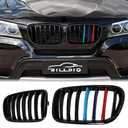 BILLDIO F25 Grille - Color Front Kidney Single Slat Grill For F25 X3 2011 2012 2013 ABS Gloss Black（2 pcs）
