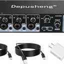 Depusheng USB Audio Interface with ASIO Drivers, 24Bit 192Khz, Phantom Power +48v, Low Latency for Home Studio Recording, PC/MAC Compatible (4 CHANNEL)