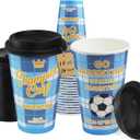 2 x 16 oz Champion Cup A Salute To Argentina, 3-Time World Soccer Champion, 24 Sets Disposable Paper Party Cups with Lids for Fan Event Decorations Game-Day Festival, ¡VAMOS ARGENTINA 2026