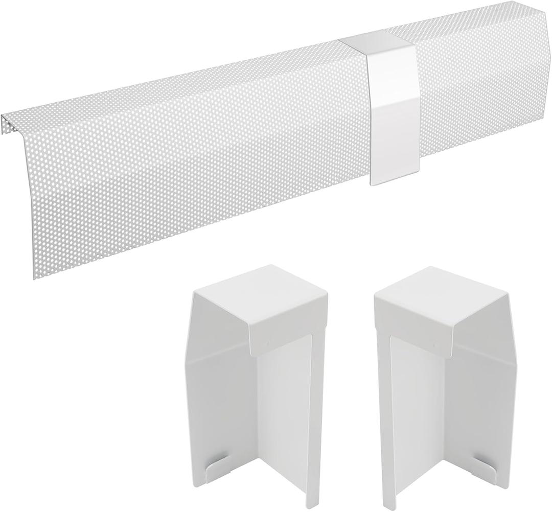 5ft Steel Easy Slip-On Baseboard Heater Cover with End Caps for Bathroom & Hydronic System for Replacing Old Cover, White