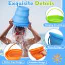 Foldable Beach Sand Toy Bucket for Kids Adults, Jumbo Collapsible Sandbox Bucket, Foldable Pail with Mesh Bag, Multi Use for Garden Beach, Camping, Easter Basket Gift, Fishing, Travelling 3PCS