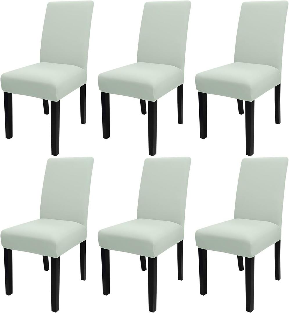 JQinHome Smoke Green Chair Covers for Dining Room Set of 6, High Stretch Removable Washable Parsons Chair Slipcover for Home Party Hotel Wedding Ceremony (6PCS,Smoke Green)