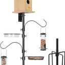 ERYTLLY 2-Hooks Bird House Pole Stand Kit 80 Inch Multi Feeders, Bird Bath, Feeder Tray - Heavy Duty Bluebird Feeder Support Rod Mount Set for Outdoor