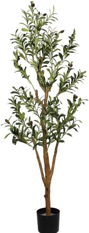 Artificial Olive Trees Indoor with Natural Wood Trunk and Realistic Leaves and Fruits, Fake Olive Tree for Home House Office Dcor(5 FT)