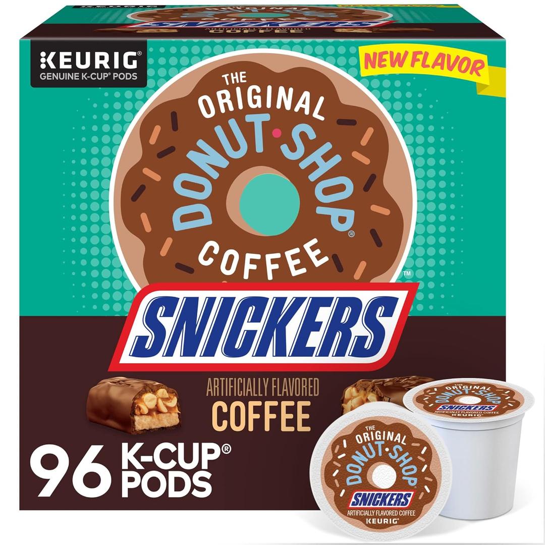 The Original Donut Shop Snickers Coffee, Keurig Single Serve K-Cup Pods, Flavored Coffee, 96 Count (4 Packs of 24)