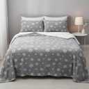 Winter Snowflake Throw Blanket 60 x 80 inches Large Thermal Soft Blankets with 2 Matching Pillow Covers Twin Size Snowflake Decoration for Couch and Bed