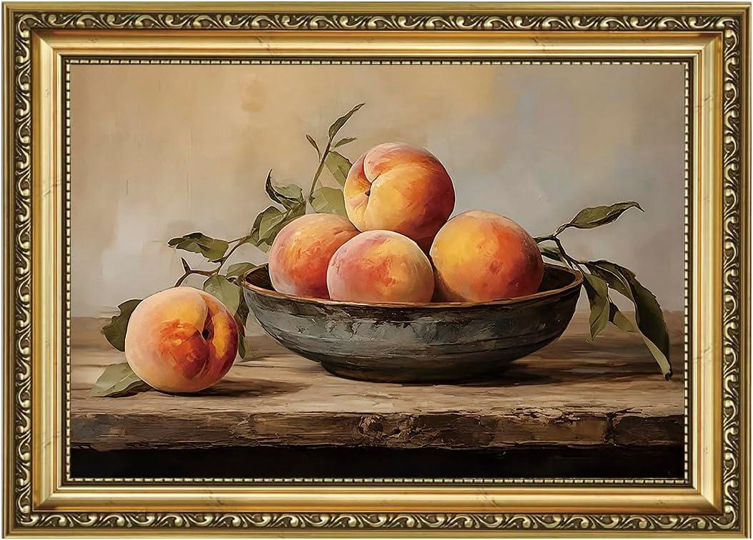 AIKETUO Gold Framed Retro Vintage Wall Art for Kitchen, Vintage Moody Picture Room Wall Decro, Artwork for Farmhouse Living Room Still Life Bathroom dining Room Office Decoration Large Big 24"L x 16"W