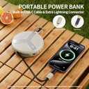 Vivilumens Power Bank Portable Charger 10,000mAh Retractable 25.5 in Built-in Cable Fast Charging Wearable for iPhones Galaxy Laptop with Flashlight&Carabiner for Camping Backpacking Travel (Beige)