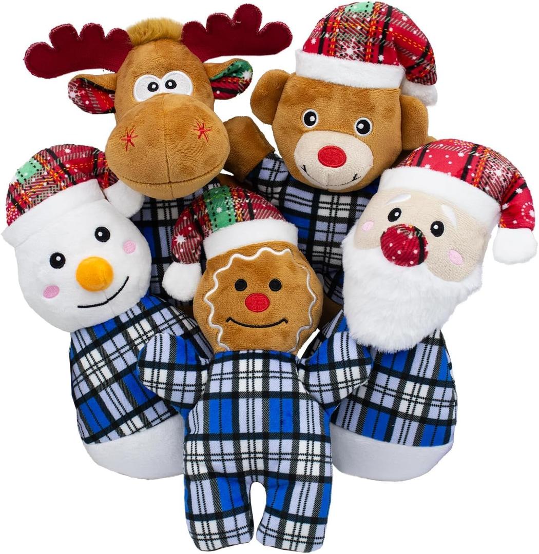 Christmas Dog Squeaky Toy- Plush Dog Toys for Small, Medium Dogs with Squeakers- Interactive Puppy Toys- Cute Soft Stuffed Dessert 5 Sets