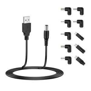 LIANSUM USB to DC 5V Power Cord, Universal DC 5.5x2.1mm Plug Jack Charging Cable with 10 Connector Tips(5.5x2.5, 4.8x1.7, 4.0x1.7, 4.0x1.35, 3.5x1.35, 3.0x1.1, 2.5x0.7, Micro USB, Type-C, Mini USB)5FT