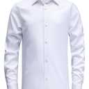AOTIK Boys Stretch Wrinkle Free Dress Shirts Button Down Shirt Long Sleeve Formal School Uniform Shirts 12 White, White, 16