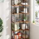 HIGDBFE 6-Tier L-Shaped Corner Bookshelf, 67" Tall Modern Corner Shelf