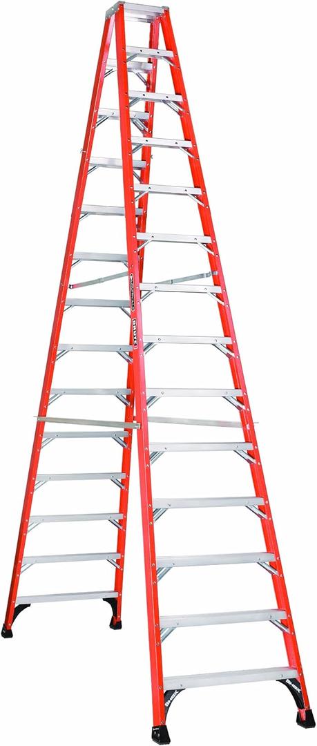 Louisville Ladder 14-Foot Fiberglass Twin Front Step Ladder, 375-Pound Load Capacity, Type IAA, FM1414HD