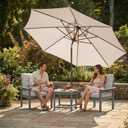 Kingdura 10FT Outdoor Patio Umbrella, Market Table Umbrella with Push Button Tilt and Crank, 8 Sturdy Fiberglass Ribs, UV Protection for Pool, Lawn, Deck, Backyard, Garden (Beige)