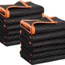 SIMPLI-MAGIC 79523 Heavy Duty Padded Moving Blankets, Black/Orange, 72” x 80”, 12 Pack